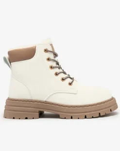 Discount Białe damskie ocieplane botki typu trapery Radoras Trapery|Botki Z Delikatnym Ociepleniem