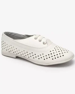 Discount Białe dziecięce mokasyny ażurowe Janno Dziewczęce