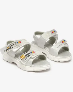 Clearance Białe dziecięce sandałki zapinane na rzepy Keris Dziewczęce