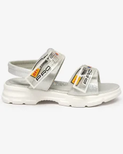 Clearance Białe dziecięce sandałki zapinane na rzepy Keris Dziewczęce