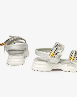 Clearance Białe dziecięce sandałki zapinane na rzepy Keris Dziewczęce