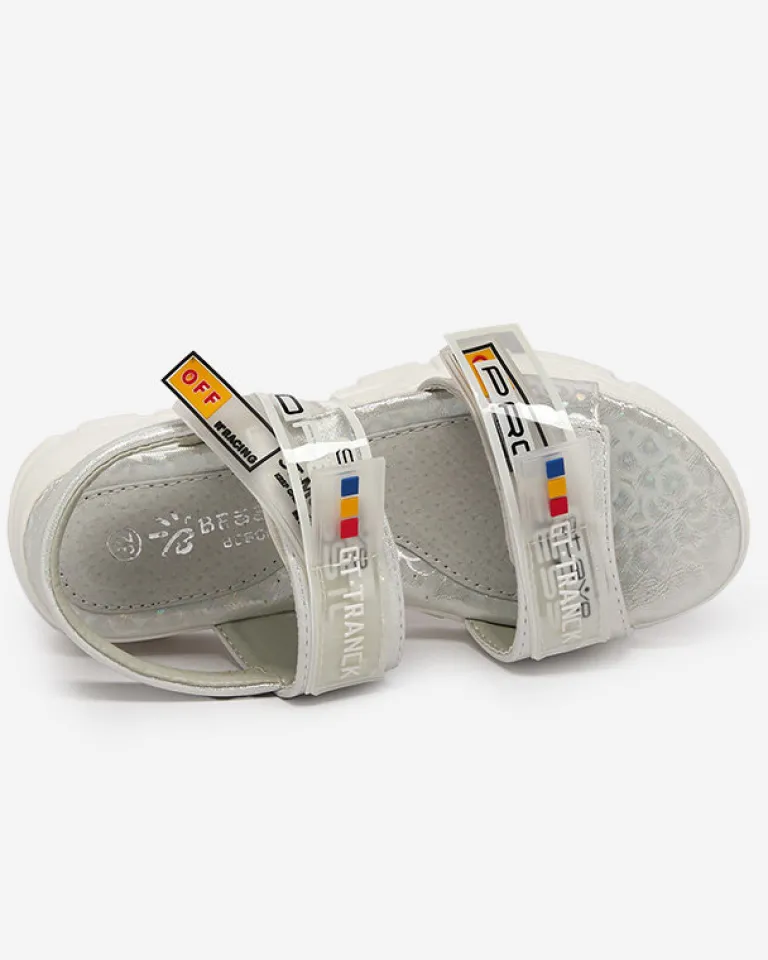 Clearance Białe dziecięce sandałki zapinane na rzepy Keris Dziewczęce