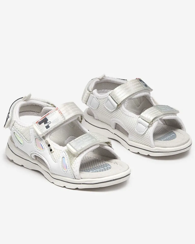 New Białe dziecięce sandałki z naszywkami Berigi Dziewczęce