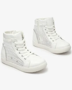 New Białe dziewczęce wysokie tenisówki Borris Dziewczęce