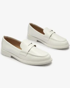 Outlet Białe mokasyny damskie z eko skóry Zibom Półbuty|Mokasyny Na Płaskiej Podeszwie