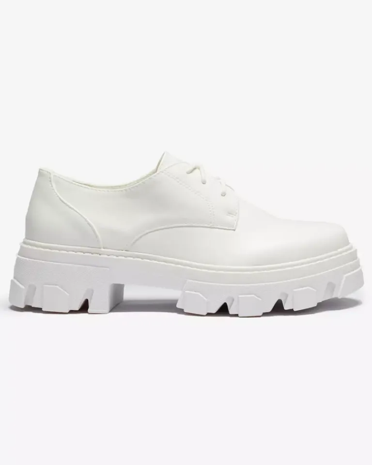 Outlet Białe półbuty damskie Delgor Półbuty