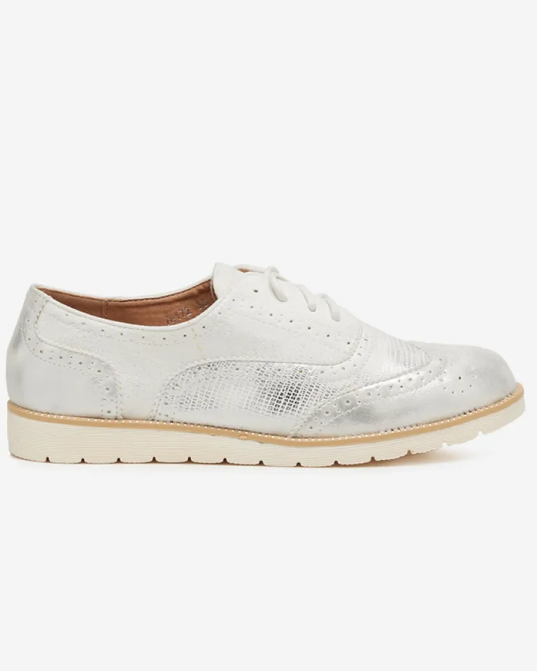 Outlet Białe sznurowane półbuty damskie Isdiohra Półbuty