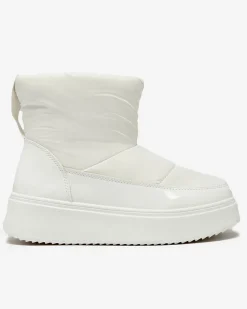 Discount Białe wsuwane śniegowce damskie Maderta Śniegowce|Botki Z Grubym Ociepleniem