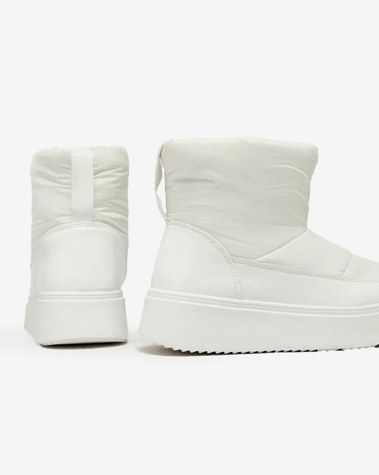 Discount Białe wsuwane śniegowce damskie Maderta Śniegowce|Botki Z Grubym Ociepleniem