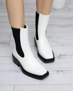 Białe wsuwane damskie wysokie botki Darran Botki Z Delikatnym Ociepleniem|Botki Na Słupku