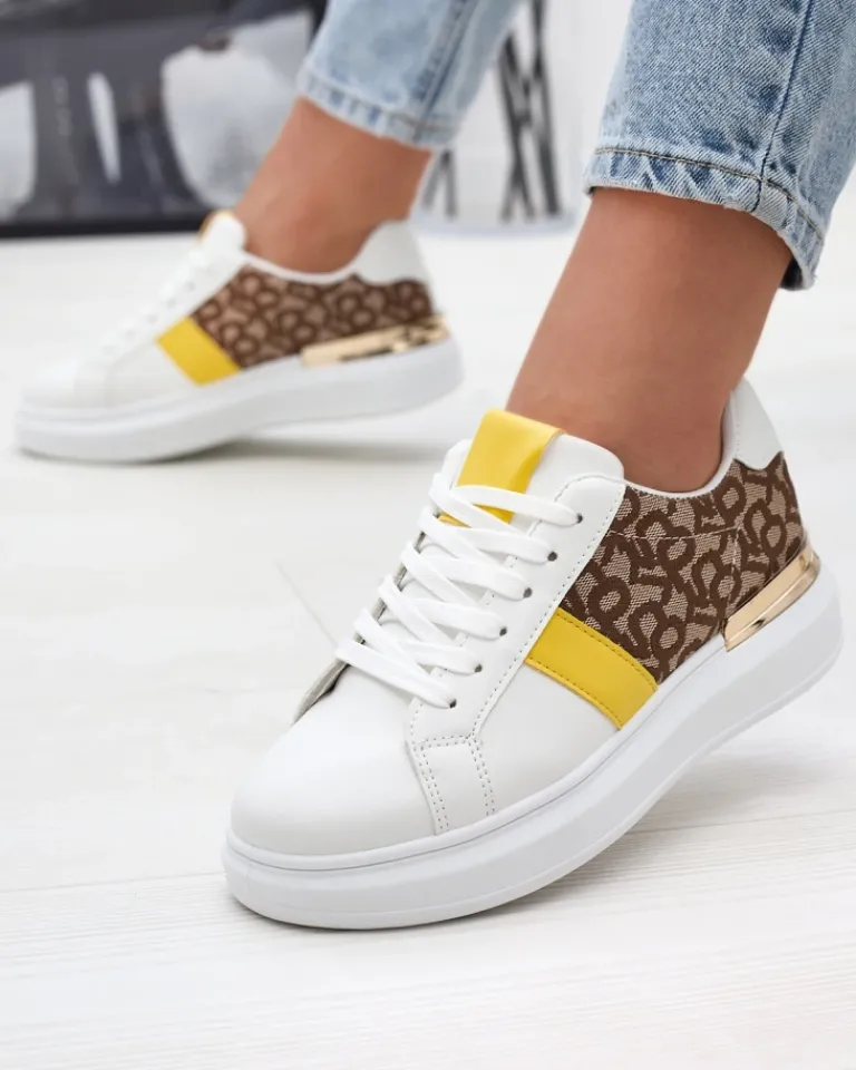Best Biało- brązowe buty sportowe damskie Mlysio Damskie Sneakersy