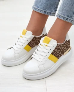 Best Biało- brązowe buty sportowe damskie Mlysio Damskie Sneakersy