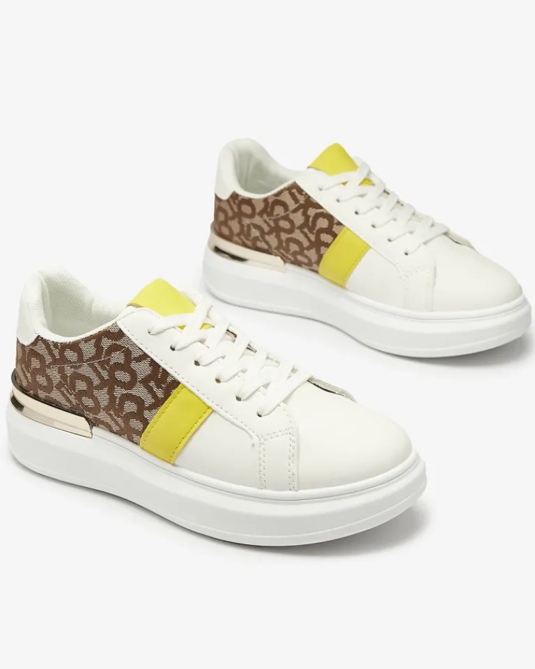 Best Biało- brązowe buty sportowe damskie Mlysio Damskie Sneakersy