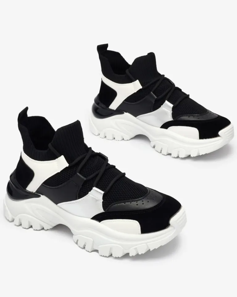 Outlet Biało- czarne sportowe sneakersy damskie Ziragga Damskie Bieganie, Ćwiczenia I Trening|Sneakersy