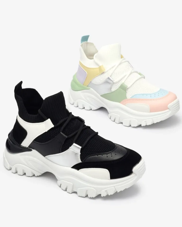 Outlet Biało- czarne sportowe sneakersy damskie Ziragga Damskie Bieganie, Ćwiczenia I Trening|Sneakersy