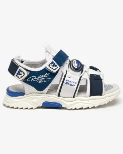Outlet Biało-granatowe chłopięce sandały na rzepy Roserro Chłopięce