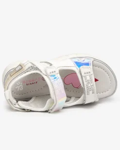 Sale Biało-srebrne sandały dziecięce z kolorowymi wstawkami Murino Dziewczęce