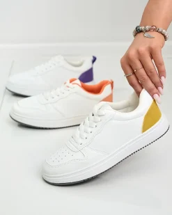 Best Biało-żółte klasyczne buty sportowe Colorburst Classics Damskie Sneakersy