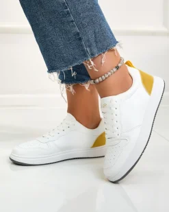 Best Biało-żółte klasyczne buty sportowe Colorburst Classics Damskie Sneakersy
