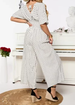 Clearance długi kombinezon damski w groszki Kombinezony