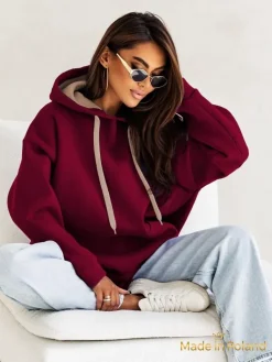 Sale Bluza damska z kapturem oversize Bluzy