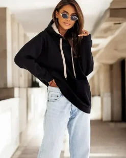 Outlet Bluza damska z kapturem oversize Bluzy