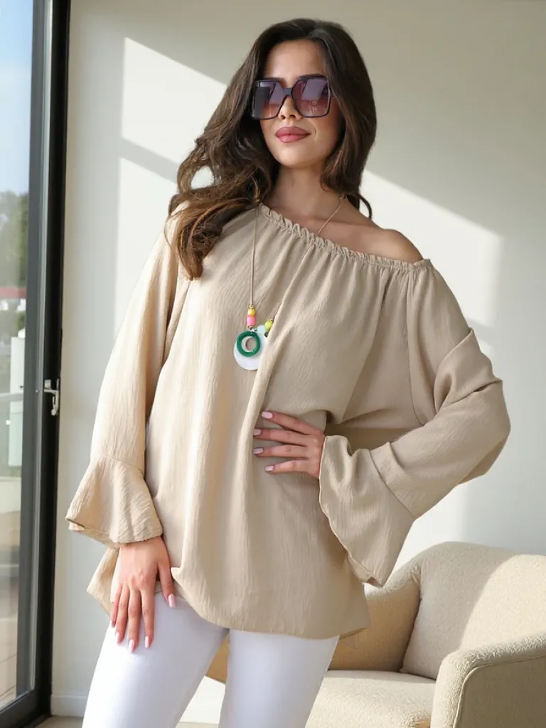 Sale Bluzka damska a'la hiszpanka z falbankami Bluzki / Koszule / Koszulki