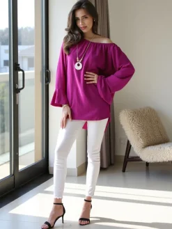 Sale Bluzka damska a'la hiszpanka z falbankami Bluzki / Koszule / Koszulki