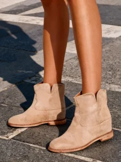 Sale Botki a'la kowbojki na krytym koturnie Blueston Botki Z Delikatnym Ociepleniem|Kowbojki