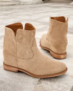 Sale Botki a'la kowbojki na krytym koturnie Blueston Botki Z Delikatnym Ociepleniem|Kowbojki