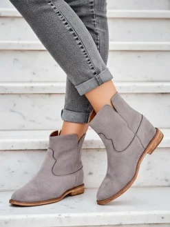 Best Botki a'la kowbojki na krytym koturnie Blueston Botki Z Delikatnym Ociepleniem|Kowbojki