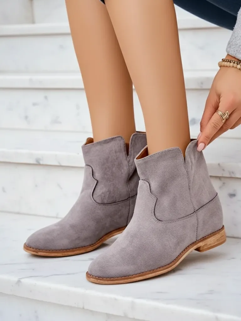 Best Botki a'la kowbojki na krytym koturnie Blueston Botki Z Delikatnym Ociepleniem|Kowbojki