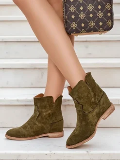 Discount Botki a'la kowbojki na krytym koturnie Blueston Botki Z Delikatnym Ociepleniem|Kowbojki