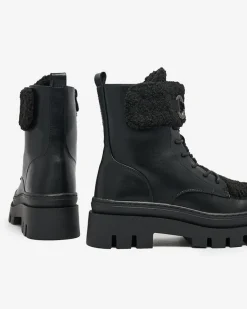 Clearance Botki damskie z kożuszkiem Faeltone Botki Z Delikatnym Ociepleniem|Botki Na Płaskim Obcasie