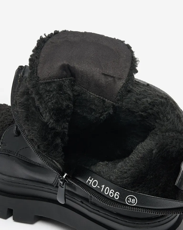 Clearance Botki damskie z kożuszkiem Faeltone Botki Z Delikatnym Ociepleniem|Botki Na Płaskim Obcasie