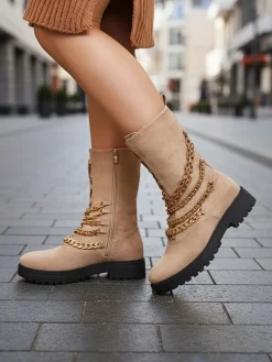 Clearance Botki damskie typu workery w kolorze jasnom Goserre Workery|Botki Z Delikatnym Ociepleniem