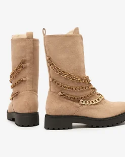 Clearance Botki damskie typu workery w kolorze jasnom Goserre Workery|Botki Z Delikatnym Ociepleniem