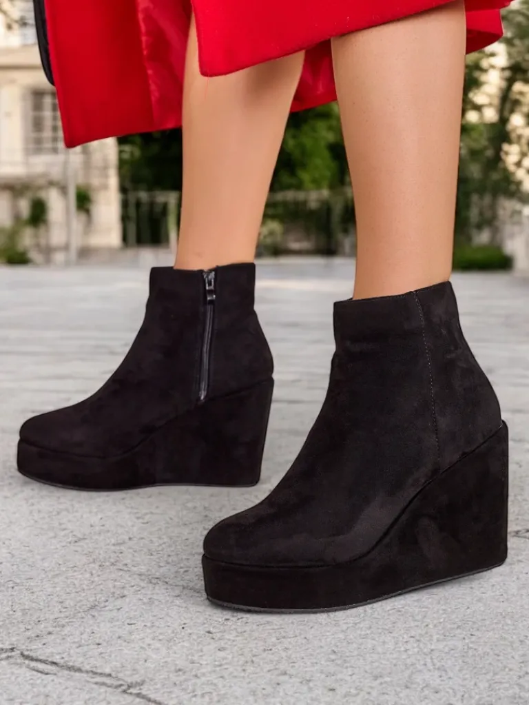 Online Botki damskie na koturnie Sieffa Botki Z Delikatnym Ociepleniem|Botki Na Koturnie