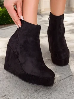 Online Botki damskie na koturnie Sieffa Botki Z Delikatnym Ociepleniem|Botki Na Koturnie