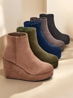 Online Botki damskie na koturnie Sieffa Botki Z Delikatnym Ociepleniem|Botki Na Koturnie