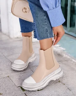 Botki damskie wsuwane Anerr Botki Bez Ocieplenia|Botki Na Płaskim Obcasie