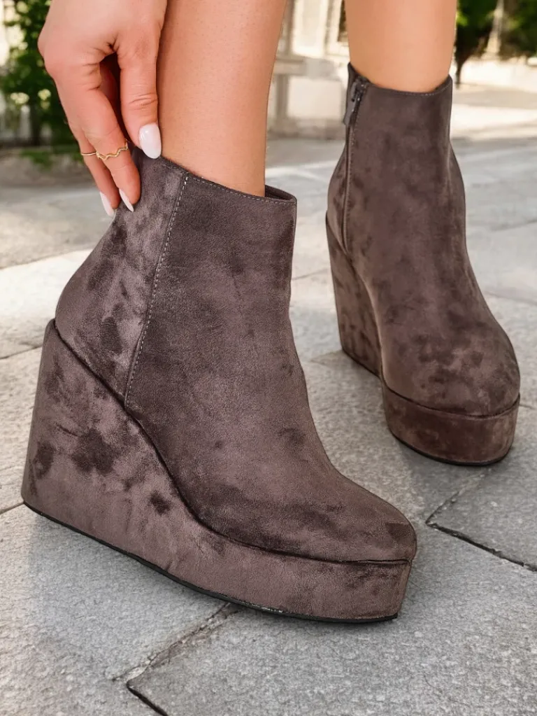 New Botki damskie na koturnie Sieffa Botki Z Delikatnym Ociepleniem|Botki Na Koturnie