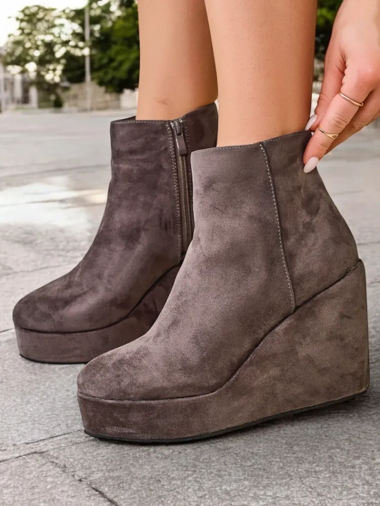 New Botki damskie na koturnie Sieffa Botki Z Delikatnym Ociepleniem|Botki Na Koturnie