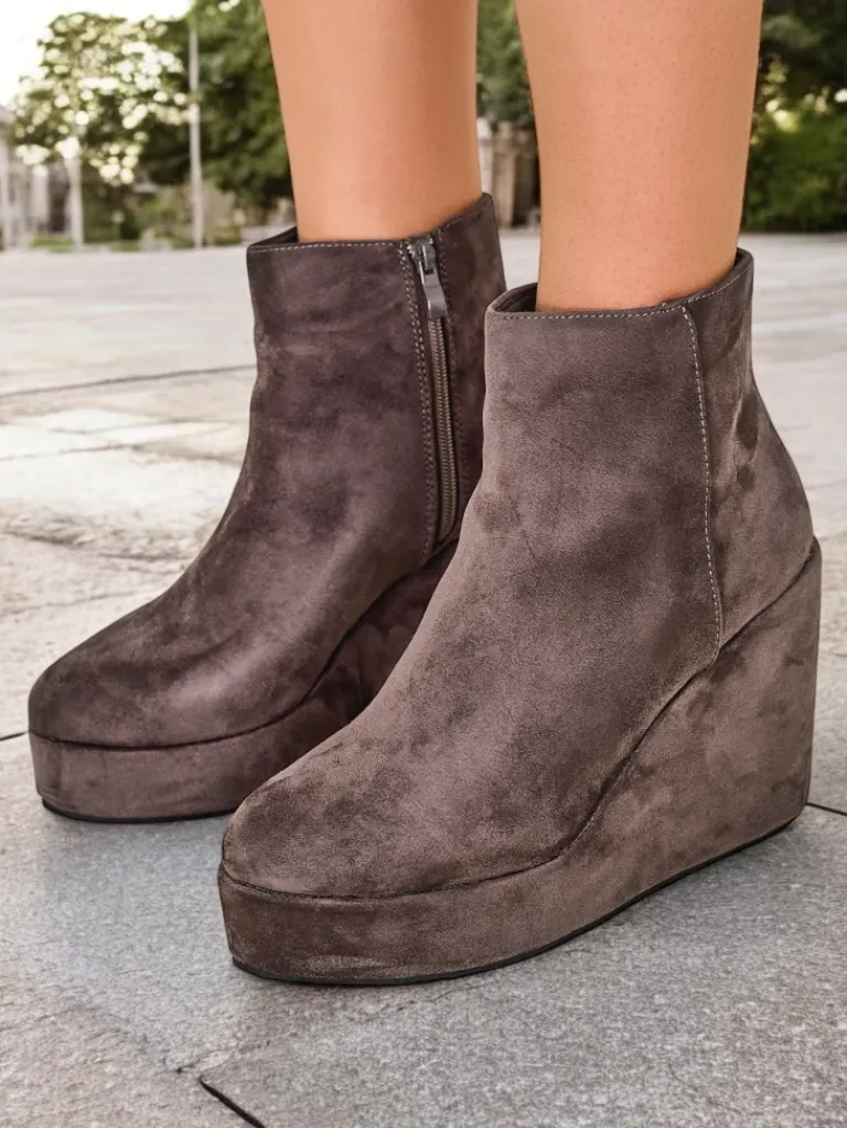 New Botki damskie na koturnie Sieffa Botki Z Delikatnym Ociepleniem|Botki Na Koturnie