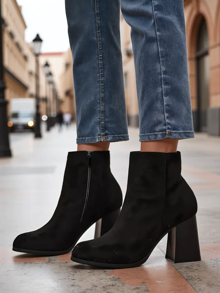 Botki damskie Fiolon Botki Na Słupku|Nowość