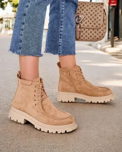 New Botki damskie sznurowane Rullose Botki Z Delikatnym Ociepleniem|Botki Sznurowane