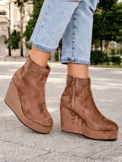 Clearance Botki damskie na koturnie Sieffa Botki Z Delikatnym Ociepleniem|Botki Na Koturnie