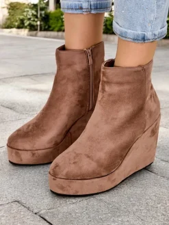 Clearance Botki damskie na koturnie Sieffa Botki Z Delikatnym Ociepleniem|Botki Na Koturnie