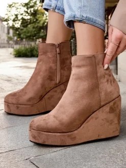 Clearance Botki damskie na koturnie Sieffa Botki Z Delikatnym Ociepleniem|Botki Na Koturnie