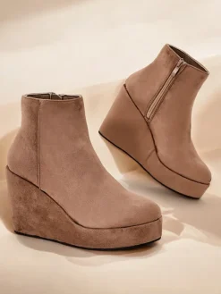 Clearance Botki damskie na koturnie Sieffa Botki Z Delikatnym Ociepleniem|Botki Na Koturnie